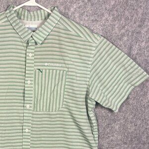 Columbia Shirt Men’s XL Green Stripe Twisted Creek PFG Fishing Outdoor Button Up
